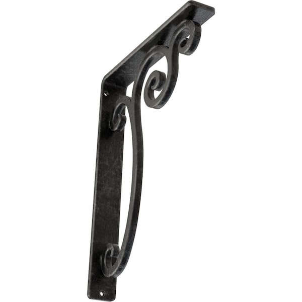 Ekena Millwork Avery Wrought Iron Bracket, (Single center brace), Antiqued Silver 1 1/2"W x 7 1/2"D x 10"H BKTM01X07X10SAVASV - main
